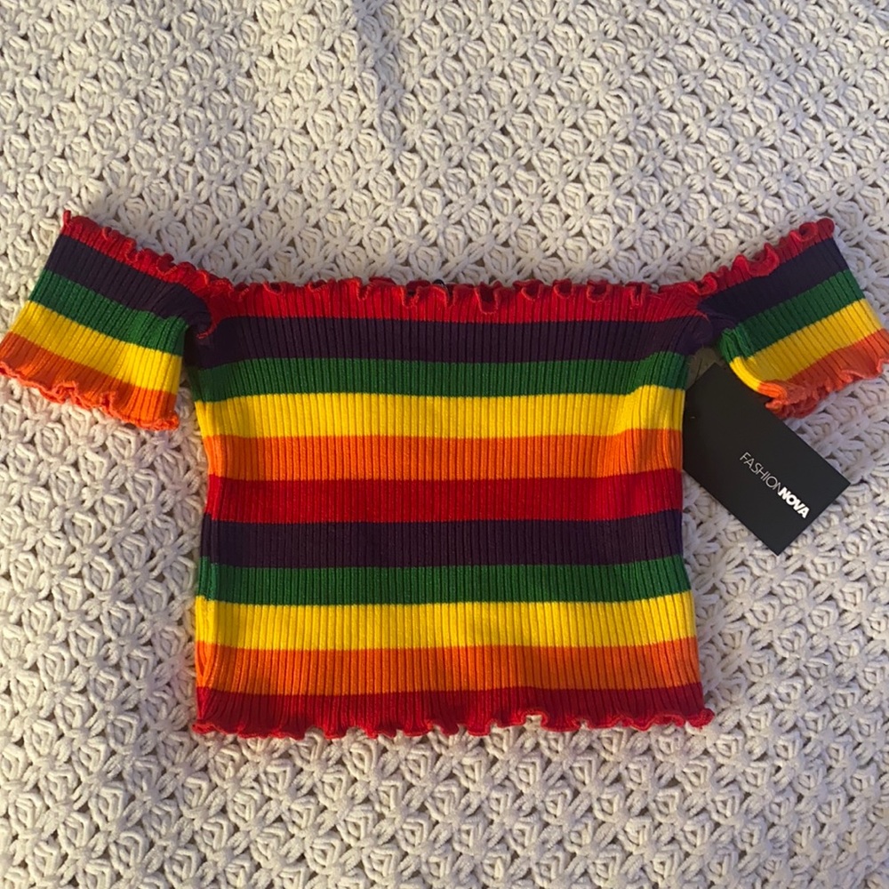 Fashion Nova Rainbow Sweater Top